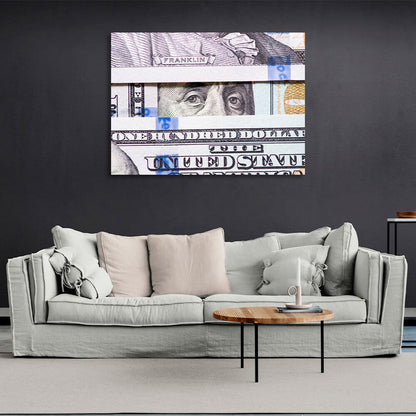 To the office for motivation $100 Benjamin Franklin's view Inspirational Canvas Wall Art Print