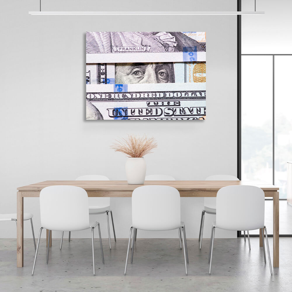 To the office for motivation $100 Benjamin Franklin's view Inspirational Canvas Wall Art Print