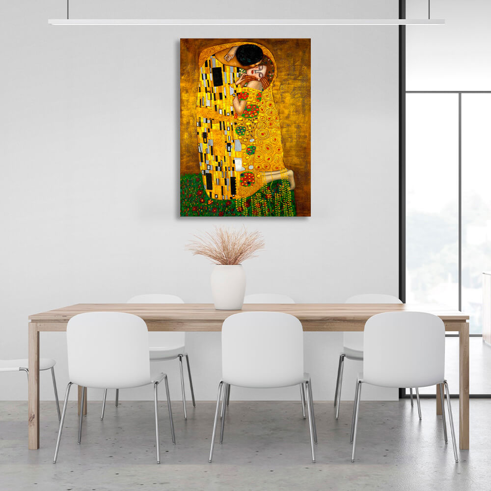 Reproduction The Kiss by Gustav Klimt Reproduction Canvas Wall Art Print