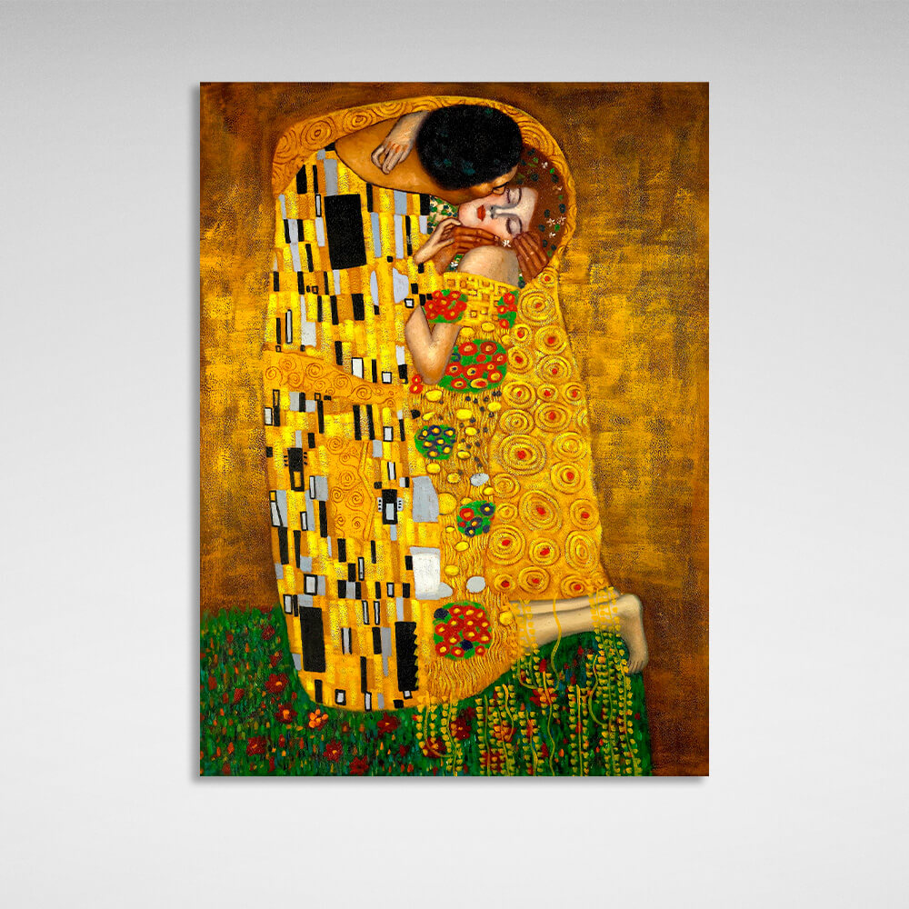 Reproduction The Kiss by Gustav Klimt Reproduction Canvas Wall Art Print