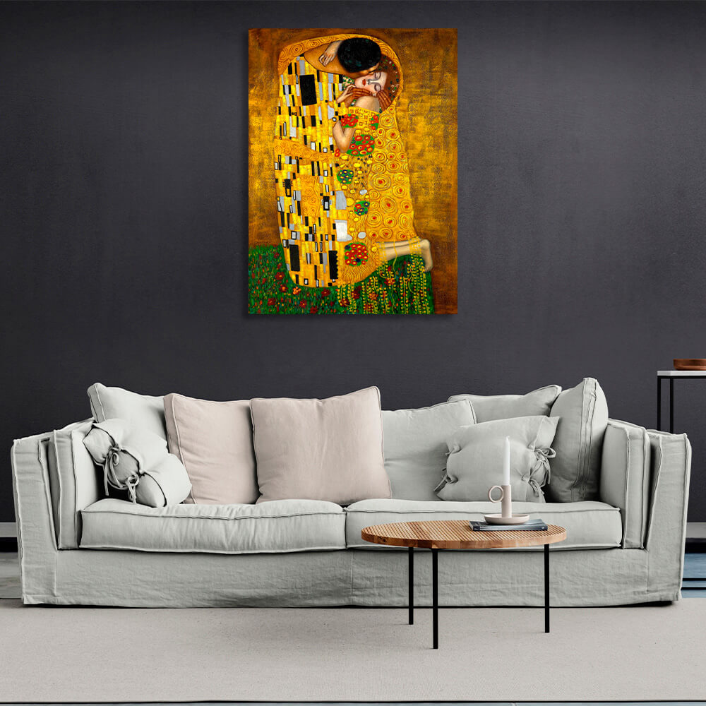 Reproduction The Kiss by Gustav Klimt Reproduction Canvas Wall Art Print