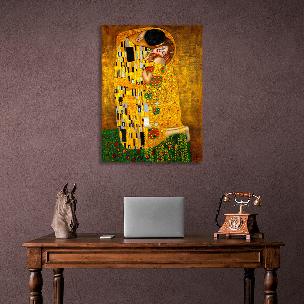 Reproduction The Kiss by Gustav Klimt Reproduction Canvas Wall Art Print