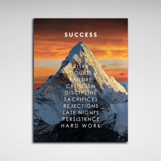 To motivate Success mountain Motivational Canvas Wall Art Print