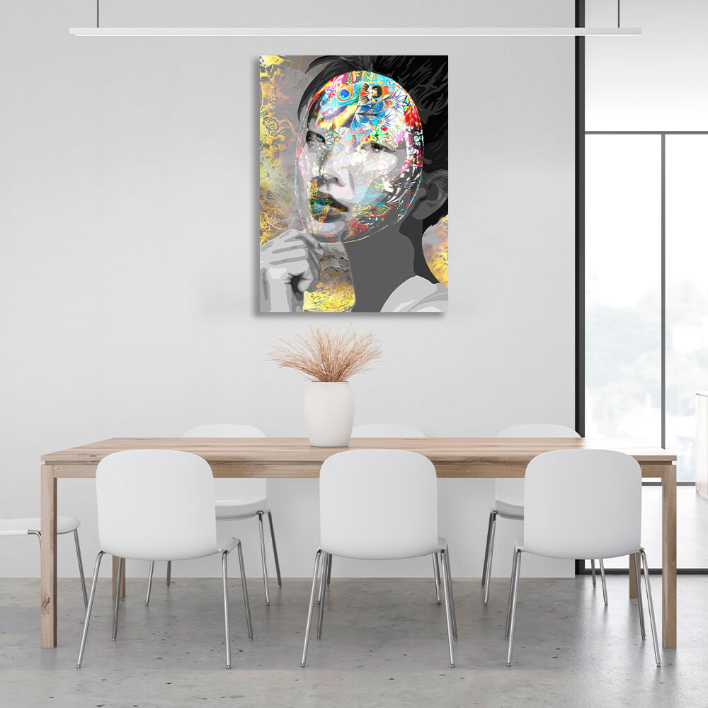 Asian masked Bitcoin Satoshi Nakamoto Inspirational Canvas Wall Art Print