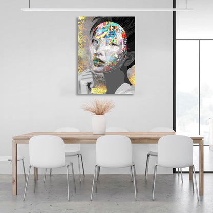 Asian masked Bitcoin Satoshi Nakamoto Inspirational Canvas Wall Art Print