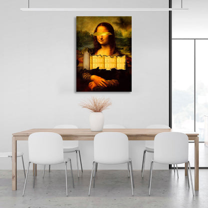 Mona Lisa with gold bars Inspirational Canvas Wall Art Print