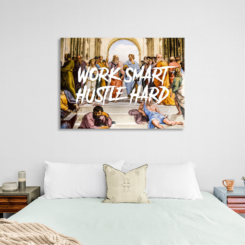 Philosophers Work smart hustle hard Motivational Canvas Wall Art Print