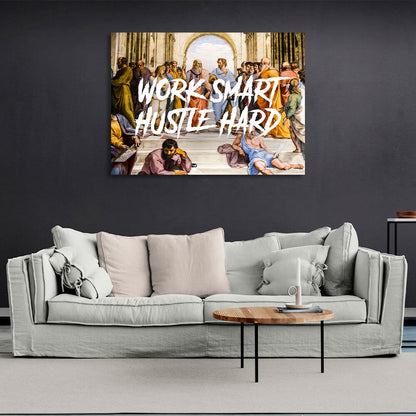 Philosophers Work smart hustle hard Motivational Canvas Wall Art Print