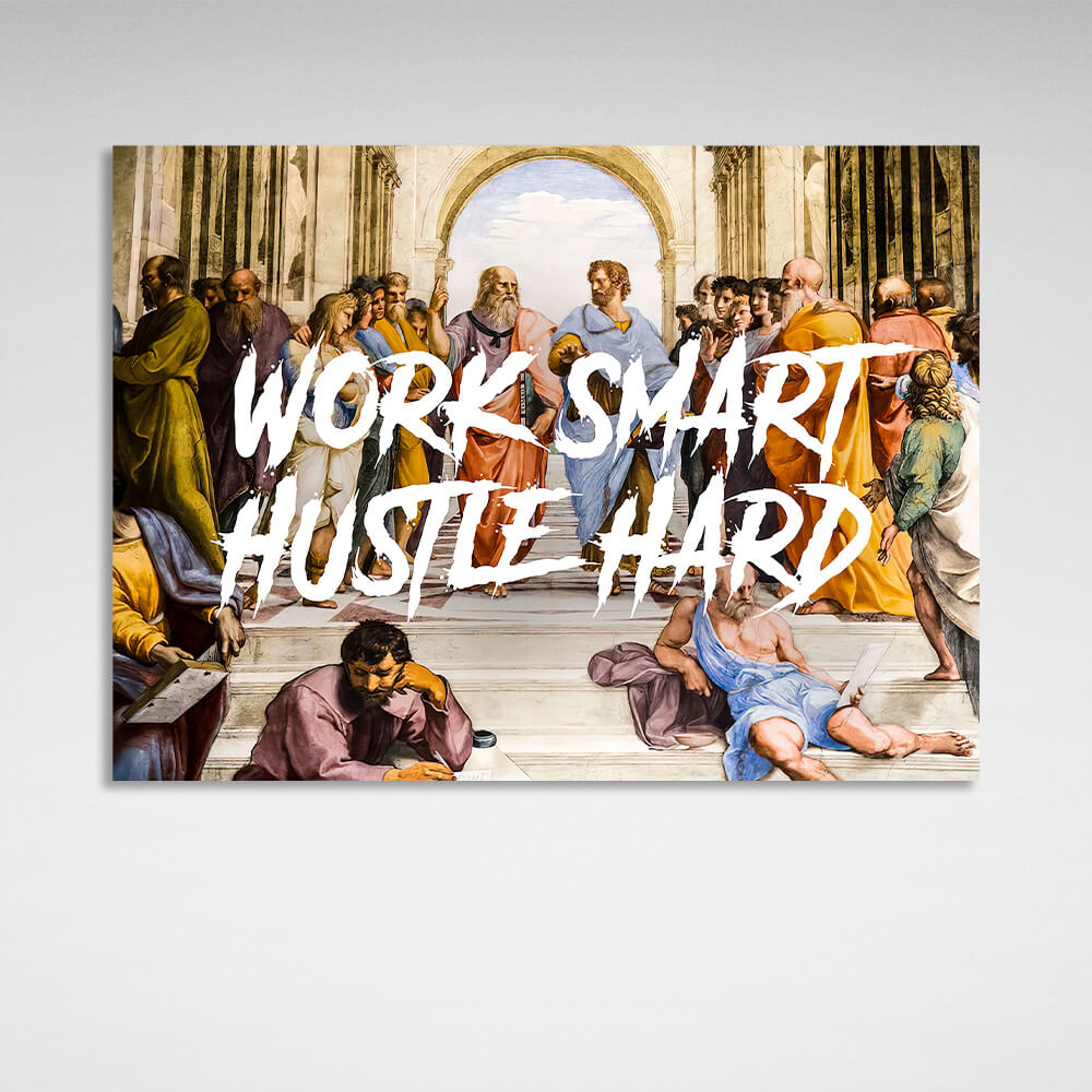 Philosophers Work smart hustle hard Motivational Canvas Wall Art Print