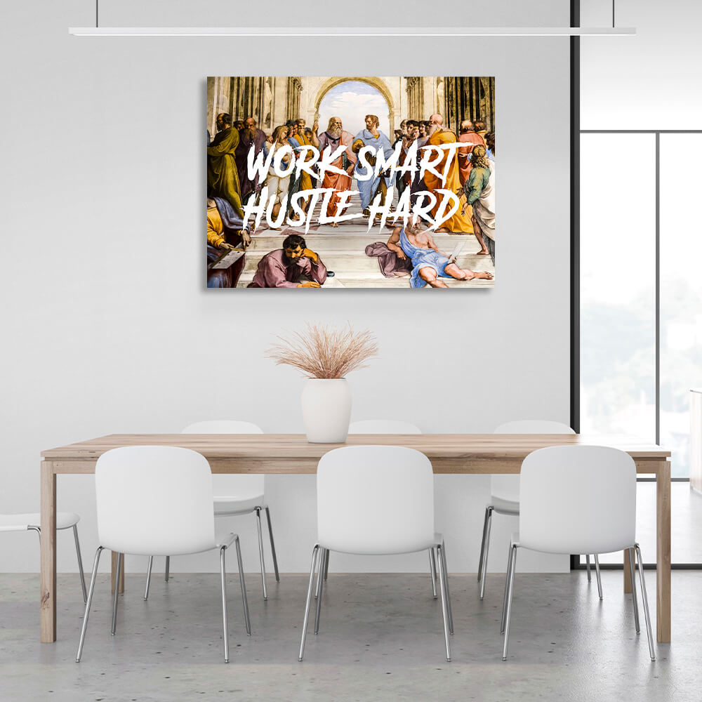 Philosophers Work smart hustle hard Motivational Canvas Wall Art Print