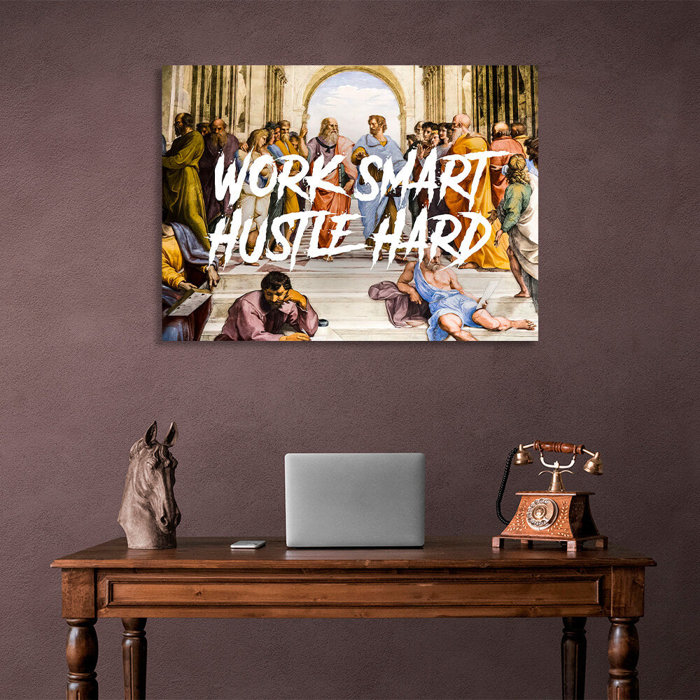 Philosophers Work smart hustle hard Motivational Canvas Wall Art Print