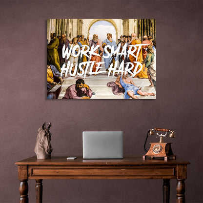 Philosophers Work smart hustle hard Motivational Canvas Wall Art Print