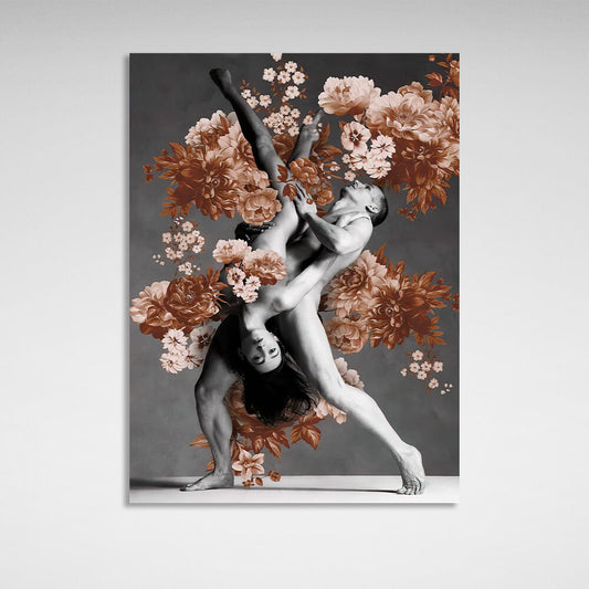 Male and female dancers in brown colors Canvas Wall Art Print