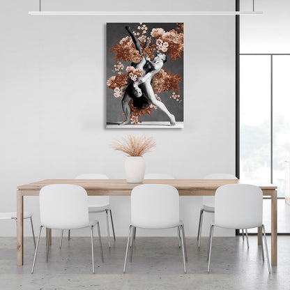 Male and female dancers in brown colors Canvas Wall Art Print