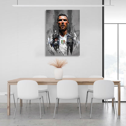 Footballer Cristiano Ronaldo on a gray background Canvas Wall Art Print