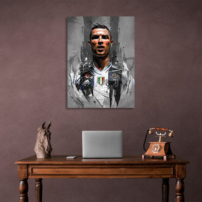 Footballer Cristiano Ronaldo on a gray background Canvas Wall Art Print