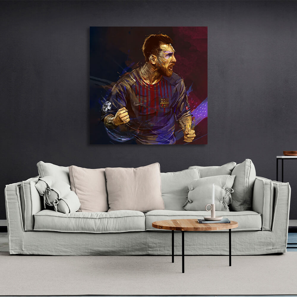 Barcelona soccer player Lionel Messi Canvas Wall Art Print