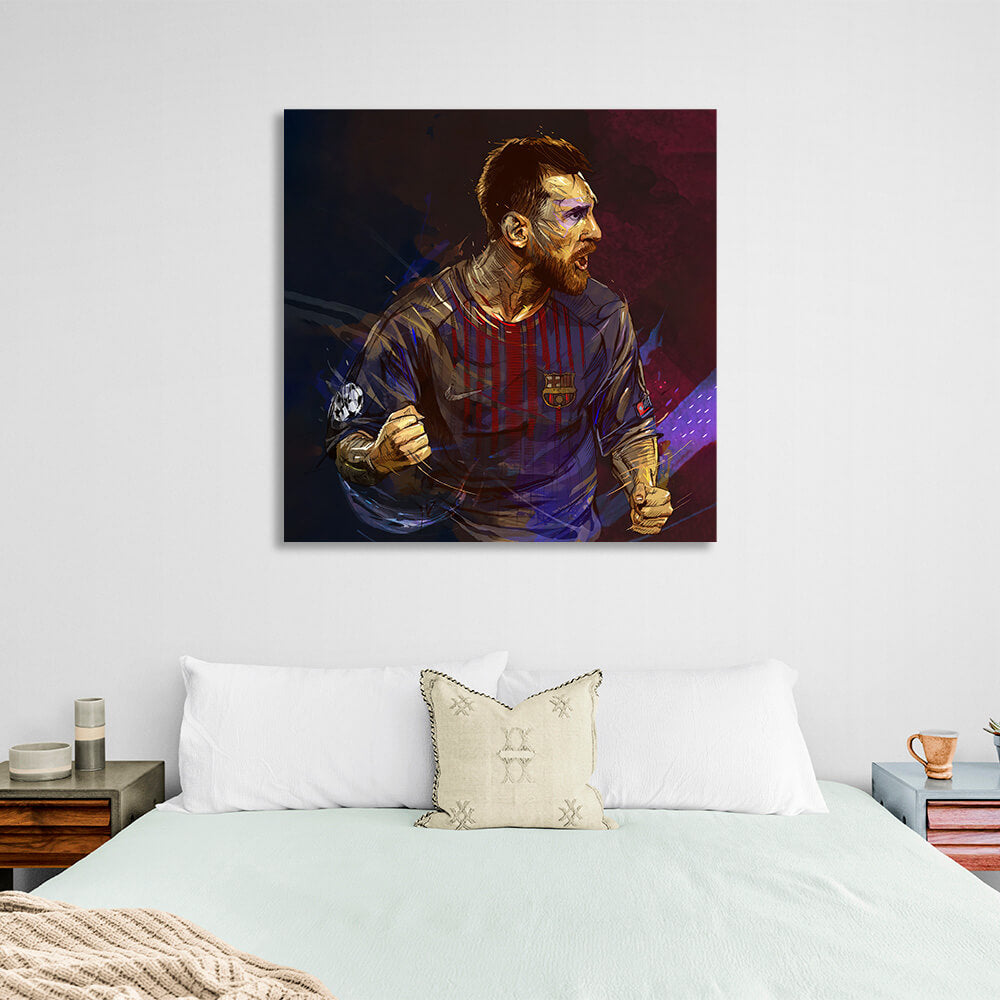 Barcelona soccer player Lionel Messi Canvas Wall Art Print