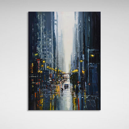 Rainy New York City Canvas Wall Art Print