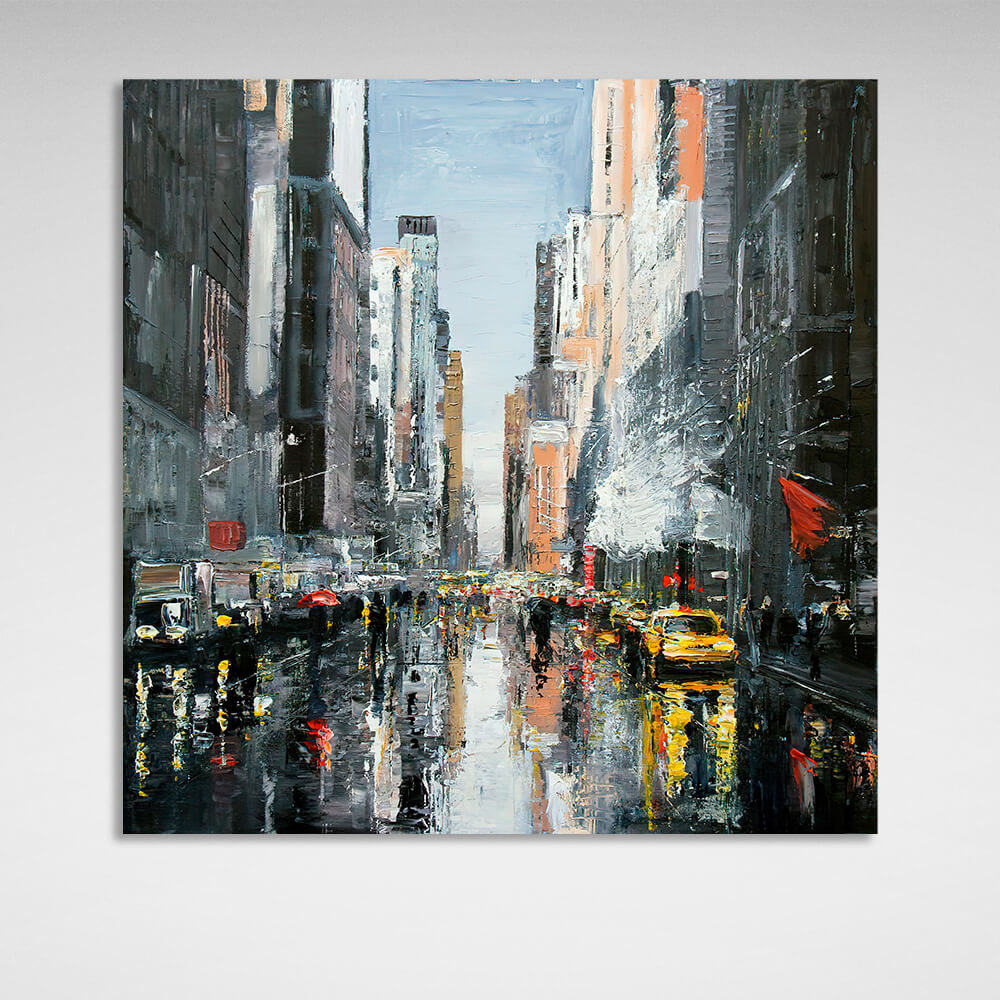 Rainy New York City 2 Canvas Wall Art Print