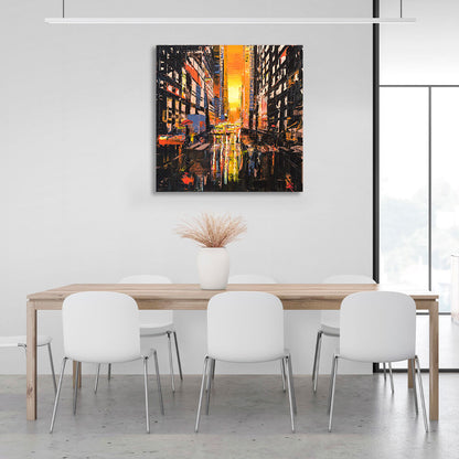 Rainy evening New York City Canvas Wall Art Print