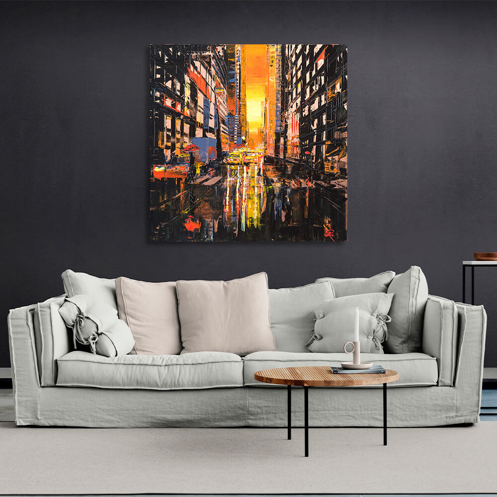 Rainy evening New York City Canvas Wall Art Print