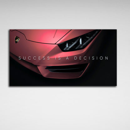 To motivate Success is a decision Lamborghin Motivational Canvas Wall Art Print