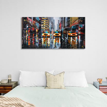 Three New York City taxicabs Canvas Wall Art Print