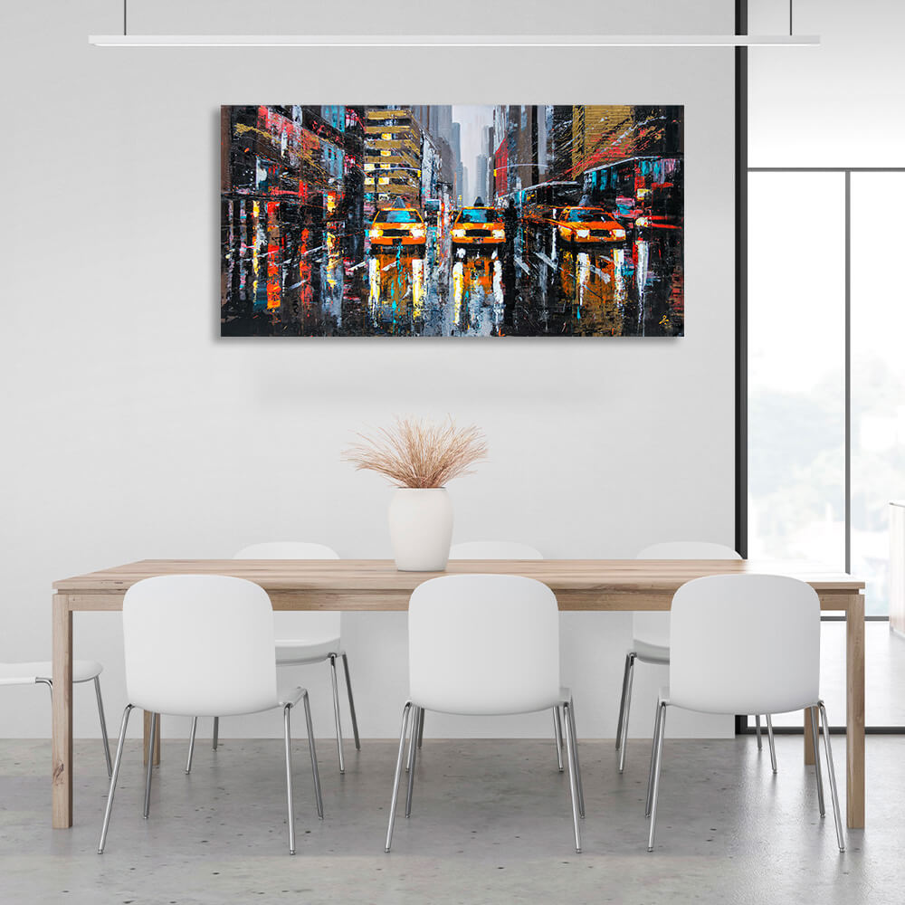 Three New York City taxicabs Canvas Wall Art Print