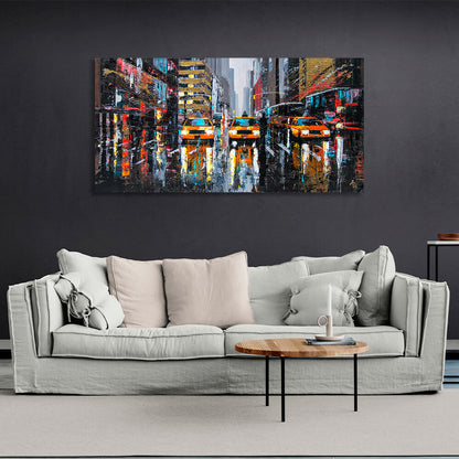 Three New York City taxicabs Canvas Wall Art Print