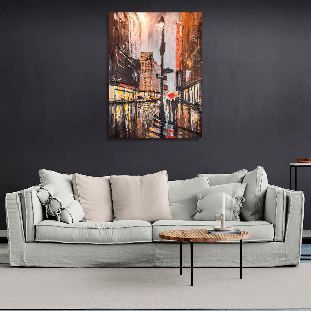 Rainy New York City 4 Canvas Wall Art Print