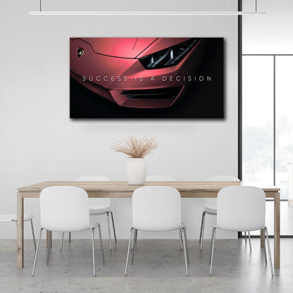 To motivate Success is a decision Lamborghin Motivational Canvas Wall Art Print