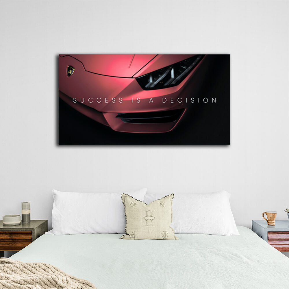 To motivate Success is a decision Lamborghin Motivational Canvas Wall Art Print