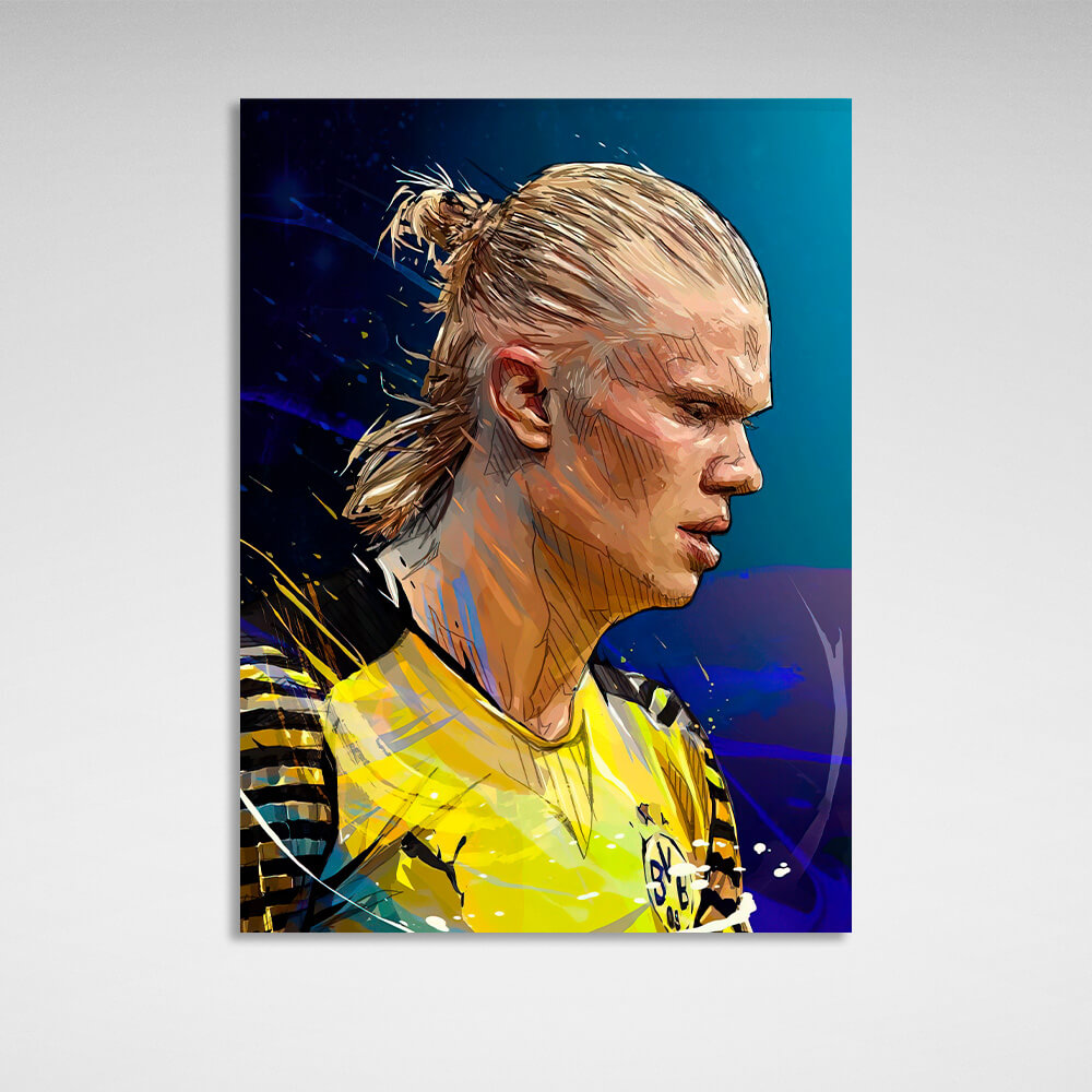 Footballer Erling Holann Canvas Wall Art Print