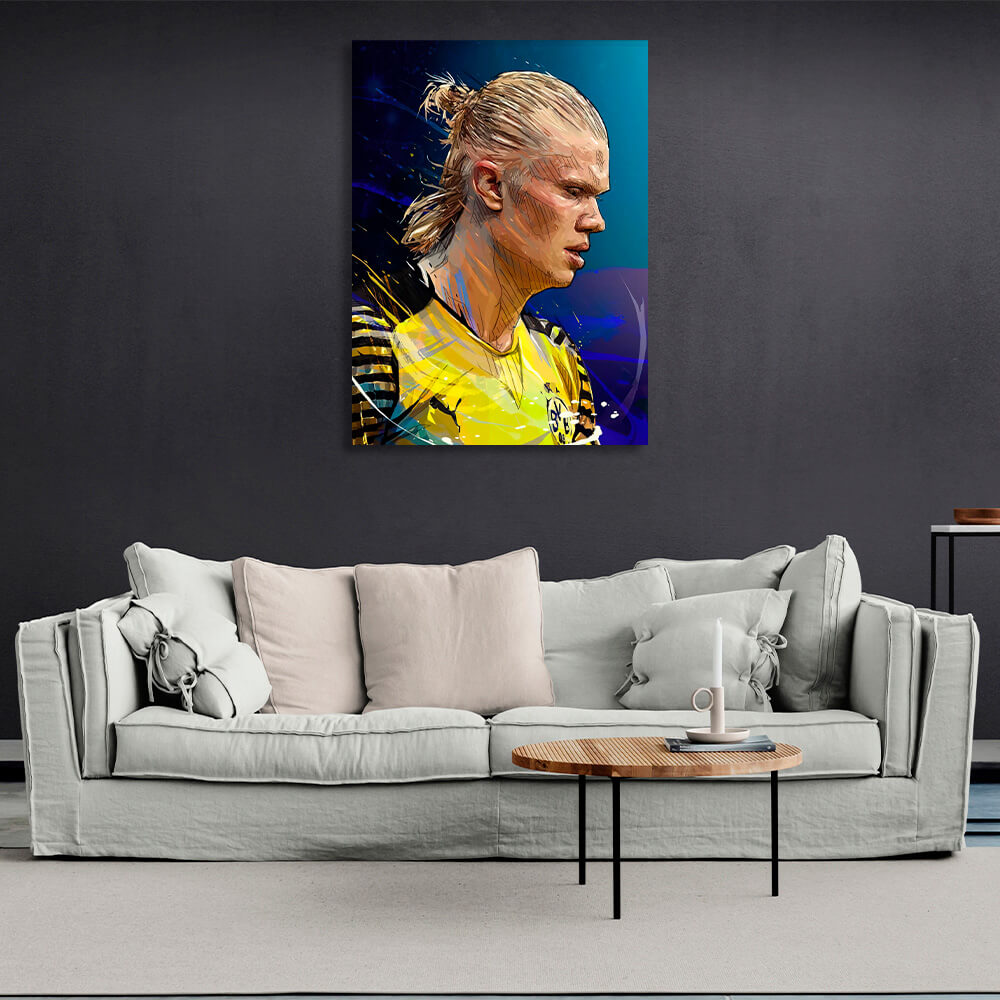 Footballer Erling Holann Canvas Wall Art Print