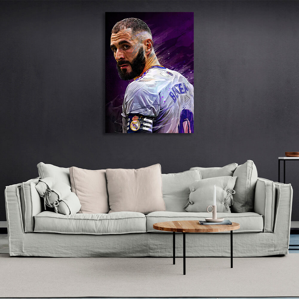 Footballer Karim Benzema Canvas Wall Art Print