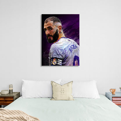 Footballer Karim Benzema Canvas Wall Art Print