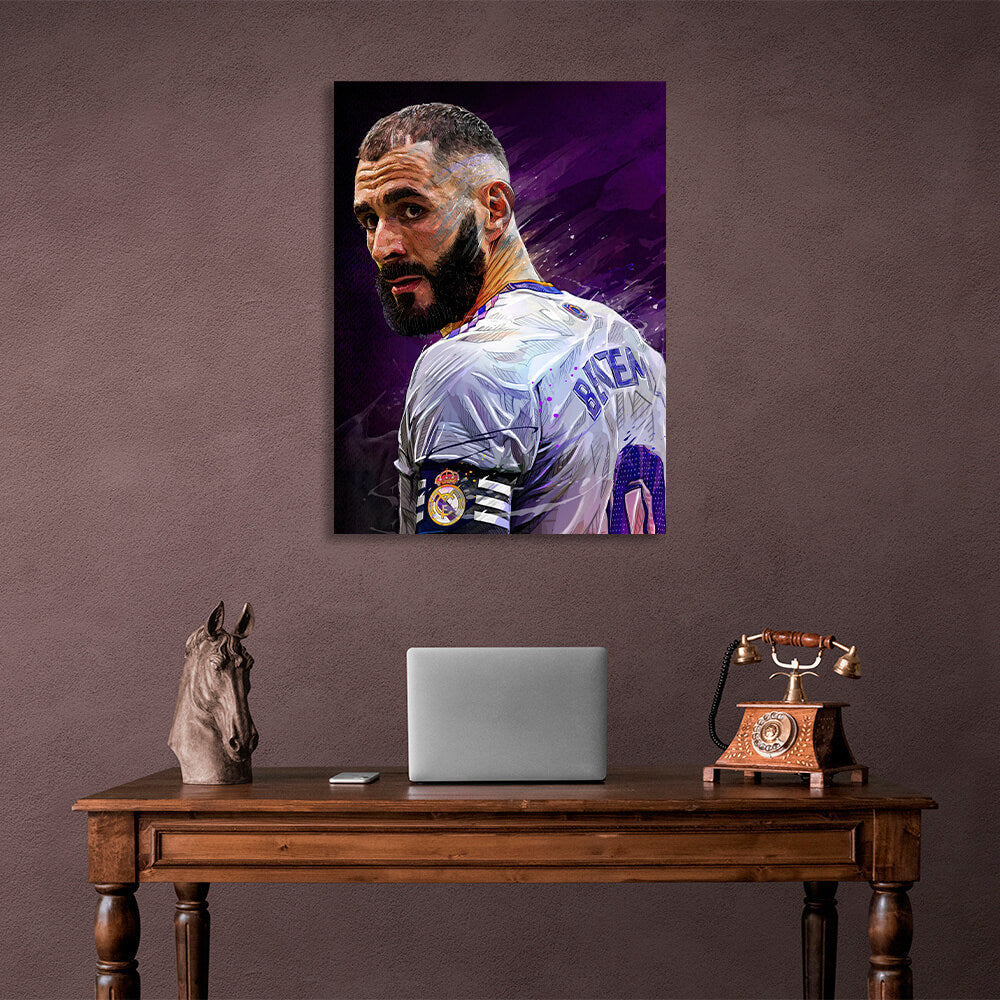 Footballer Karim Benzema Canvas Wall Art Print