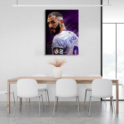 Footballer Karim Benzema Canvas Wall Art Print