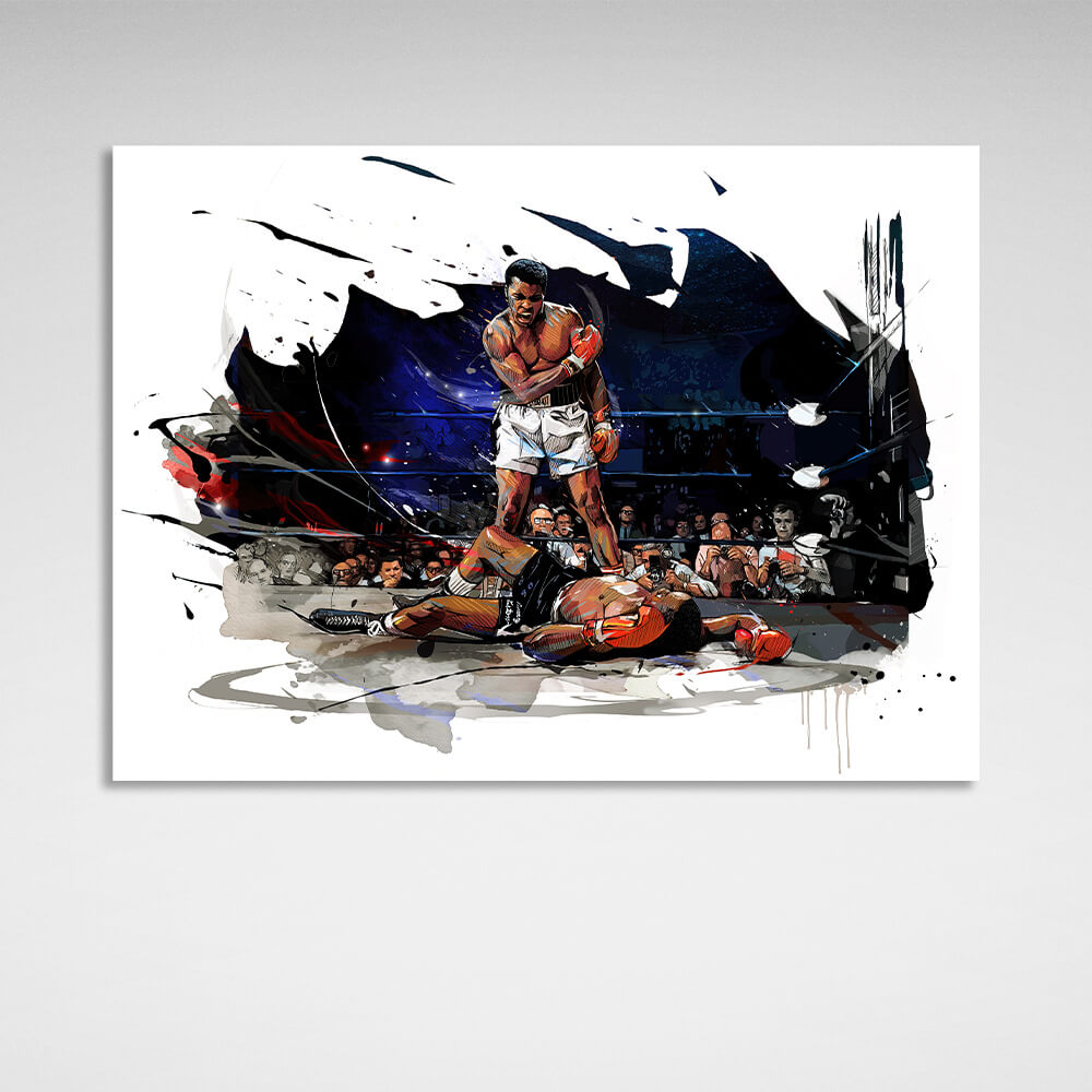 Boxer Muhammad Ali Get up and fight Canvas Wall Art Print