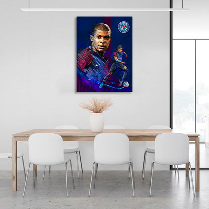 PSG footballer Kylian Mbappe Canvas Wall Art Print