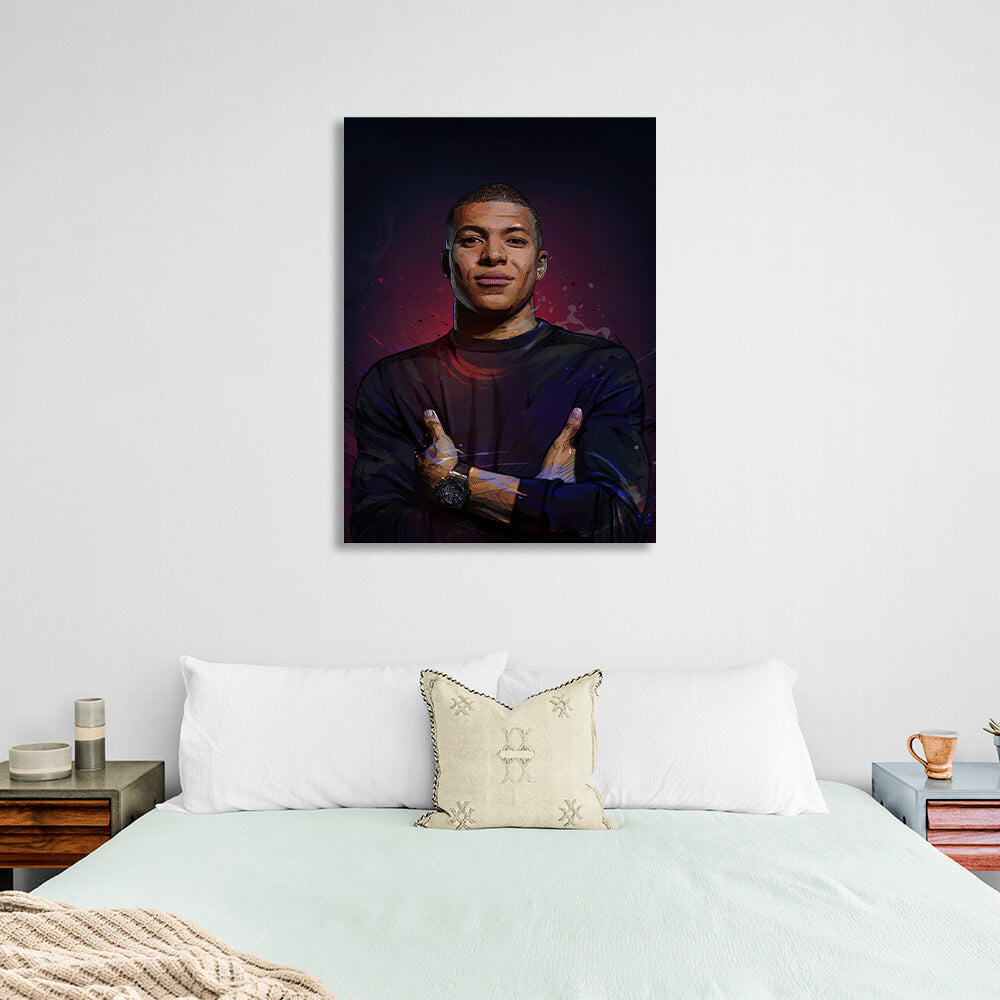 Footballer Kylian Mbappe PSG Canvas Wall Art Print