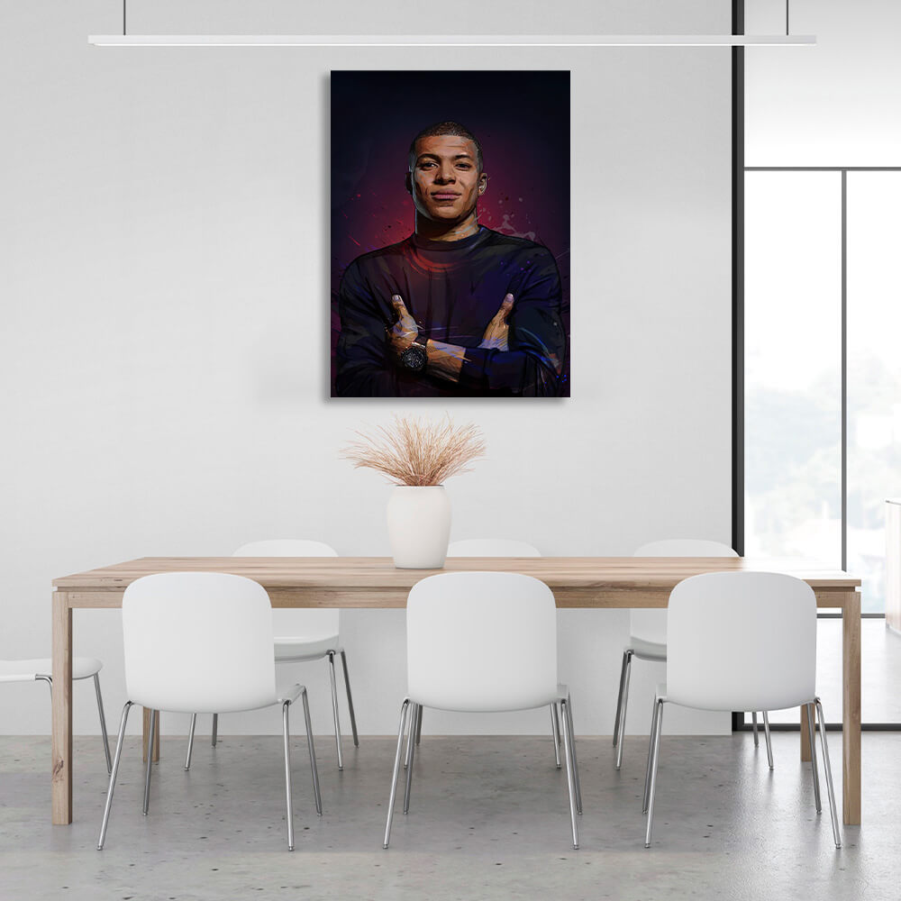 Footballer Kylian Mbappe PSG Canvas Wall Art Print