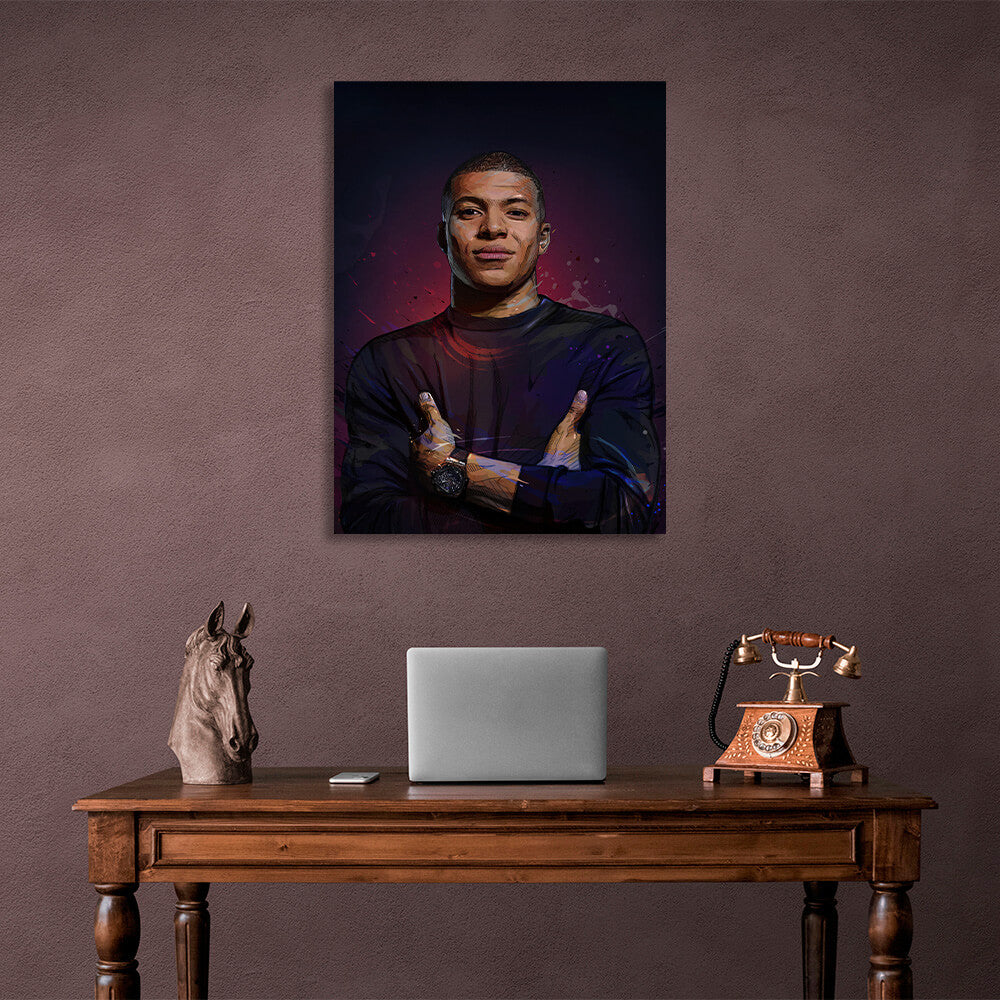 Footballer Kylian Mbappe PSG Canvas Wall Art Print