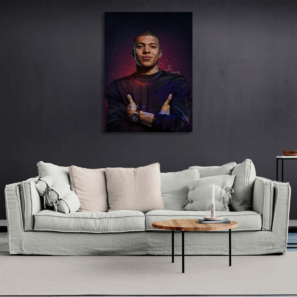 Footballer Kylian Mbappe PSG Canvas Wall Art Print