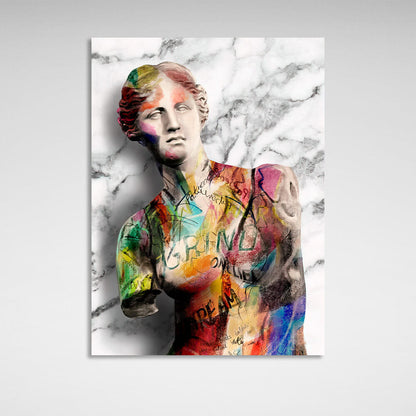 Multicolored Venus graffiti statue Canvas Wall Art Print