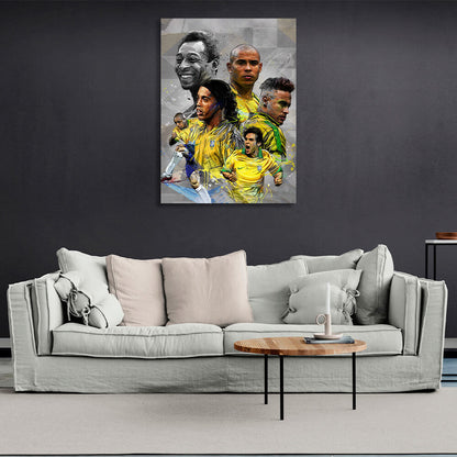 Brazilian footballers Canvas Wall Art Print