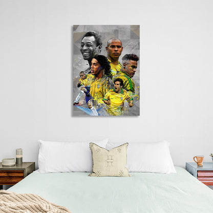 Brazilian footballers Canvas Wall Art Print