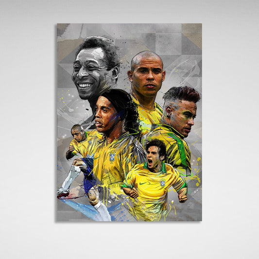 Brazilian footballers Canvas Wall Art Print