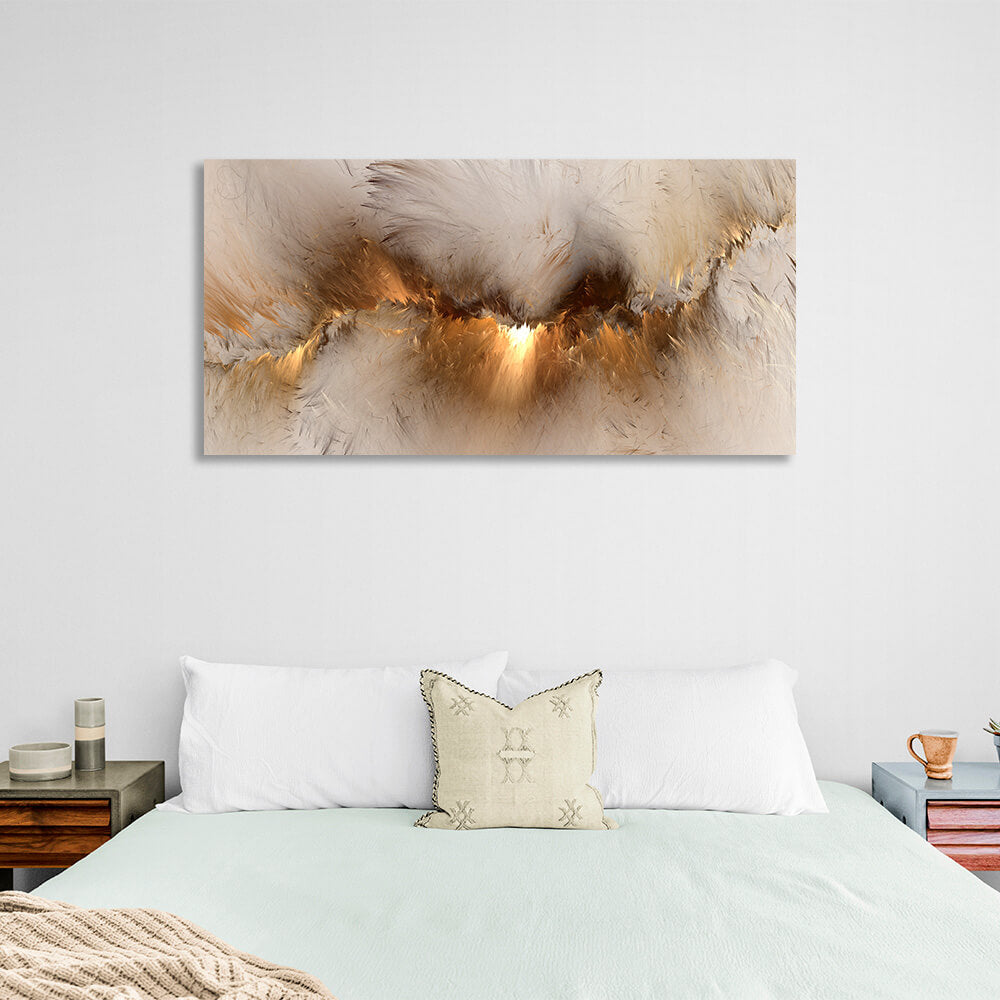 Abstraction in light gray and gold Canvas Wall Art Print